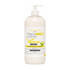 A bottle of Happy Hair Moisture Silk Conditioner by Salon Candles, featuring a white pump dispenser and a white label with yellow and green accents, set against a plain white background.