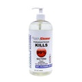 A 32 fl oz bottle of HappyCleaner 99% Bacteria-Killing Alcohol Cleansing Solution with a white pump dispenser, shown on a plain white background.