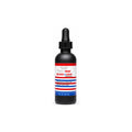 A black dropper bottle of Beard & Hair Hair & Beard Oil by Vital Colognes, featuring a white label with red and blue stripes, set against a plain white background.
