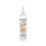 A clear plastic spray bottle of Salon Candles Happy Shine Lightweight Hair Smoother, featuring a white label with orange and black text, on a solid white background.