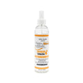 A clear plastic spray bottle of Salon Candles Happy Shine Lightweight Hair Smoother, featuring a white label with orange and black text, on a solid white background.