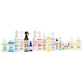 A collection of 15 different personal care and beauty products from the brand 'Natural Living' arranged in a row against a solid white background.