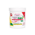 A white plastic jar of HappyLocs Locks-Twist-Cornrows-Edges Gel by Salon Candies, featuring a white label with red, green, and yellow accents, set against a plain white background.